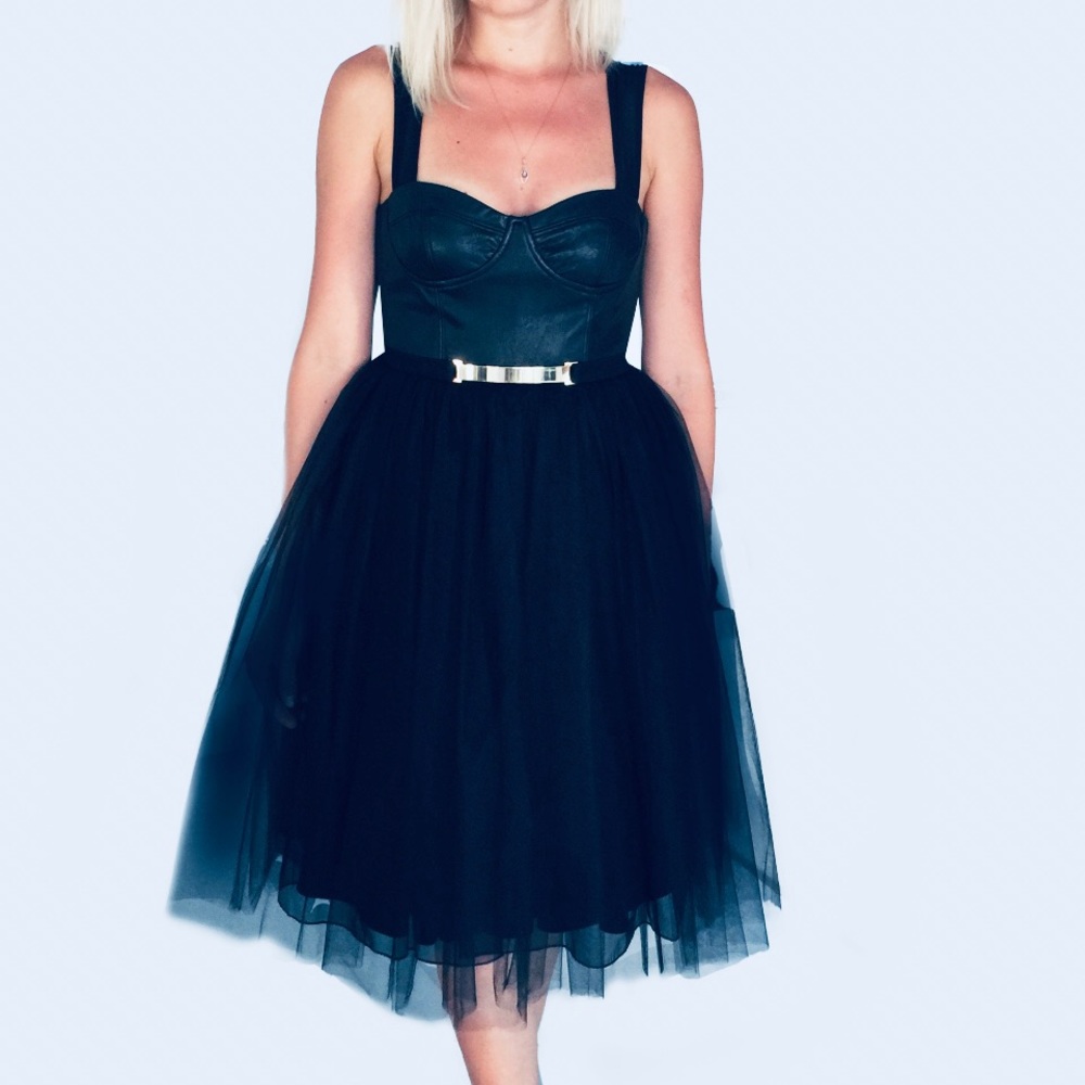 Alice + Olivia Black Leather Dress, UEC, Size 0